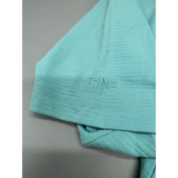 Ping Collection Karsten men's Jacquard sport shirt medium aqua 3 mother of READ - Picture 5 of 9